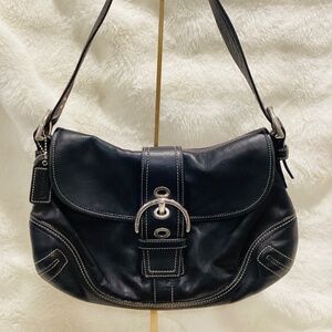 Authentic Coach Black Soho Flap Leather Shoulder Bag – Timeless Elegance